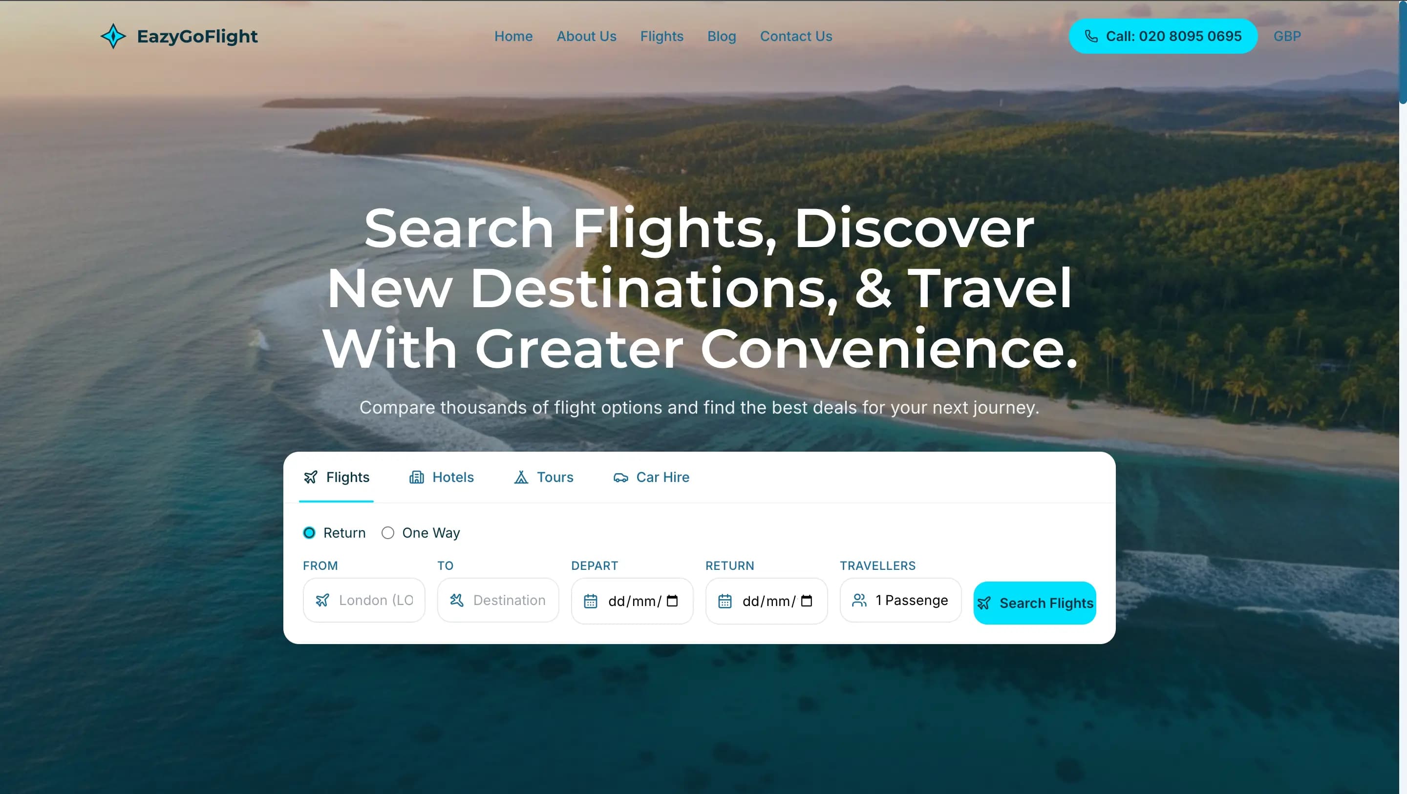 موقع EasyGoFlights لحجز رحلات الطيران من تطوير صفوة ويب