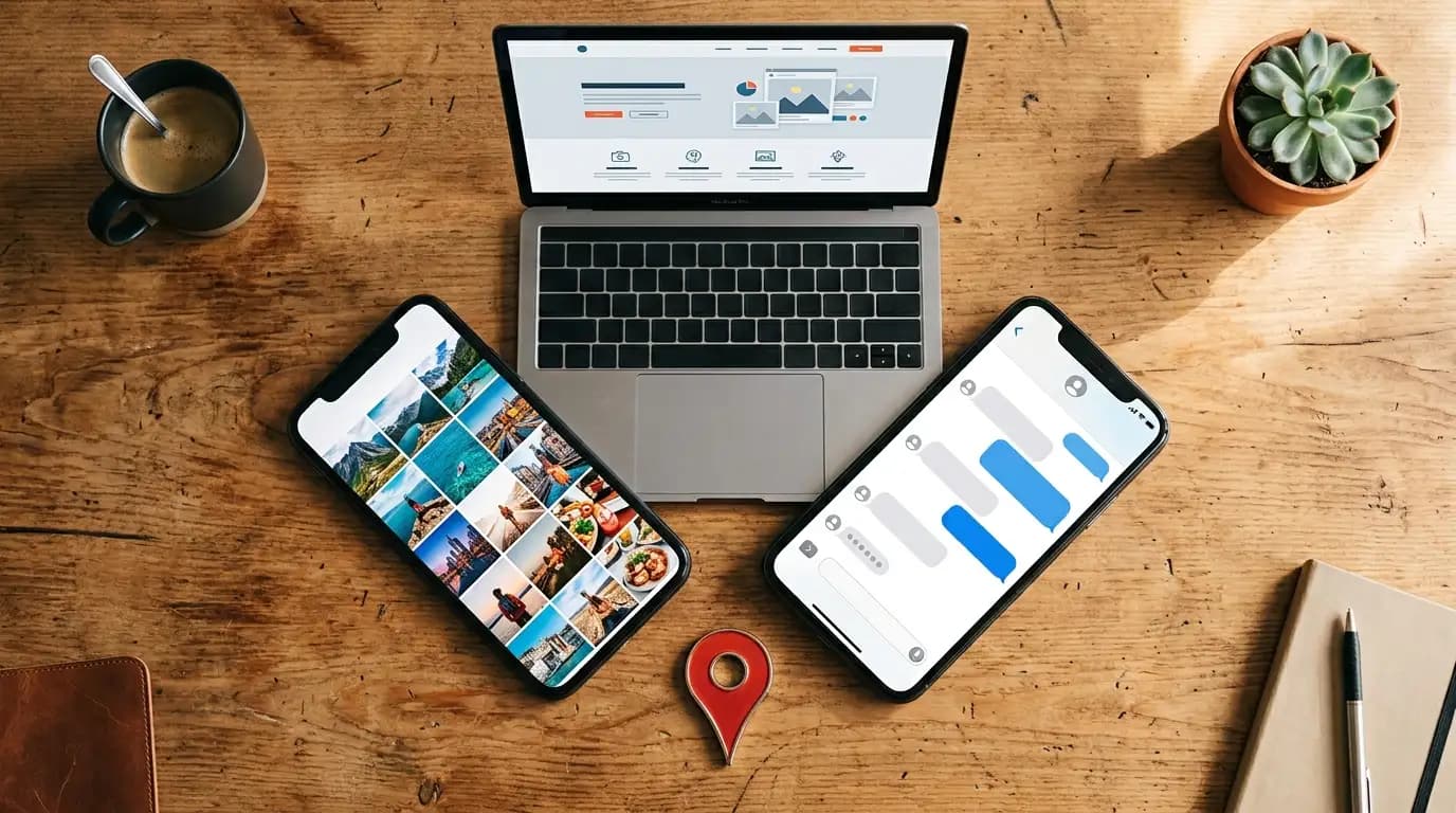 A Saudi business system combining Instagram for discovery, a website for conversion, WhatsApp for closing, and Google for local search