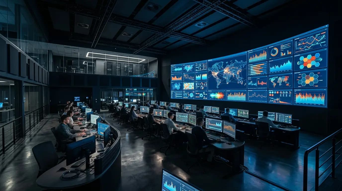 غرفة عمليات بلوحات بيانات مباشرة — تطوير برمجيات مخصصة في السعودية من صفوة ويب